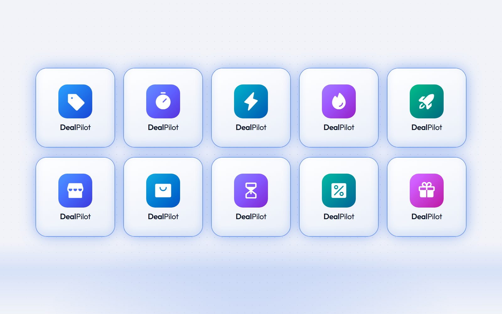 Ten logo templates for a flash-deal software brand