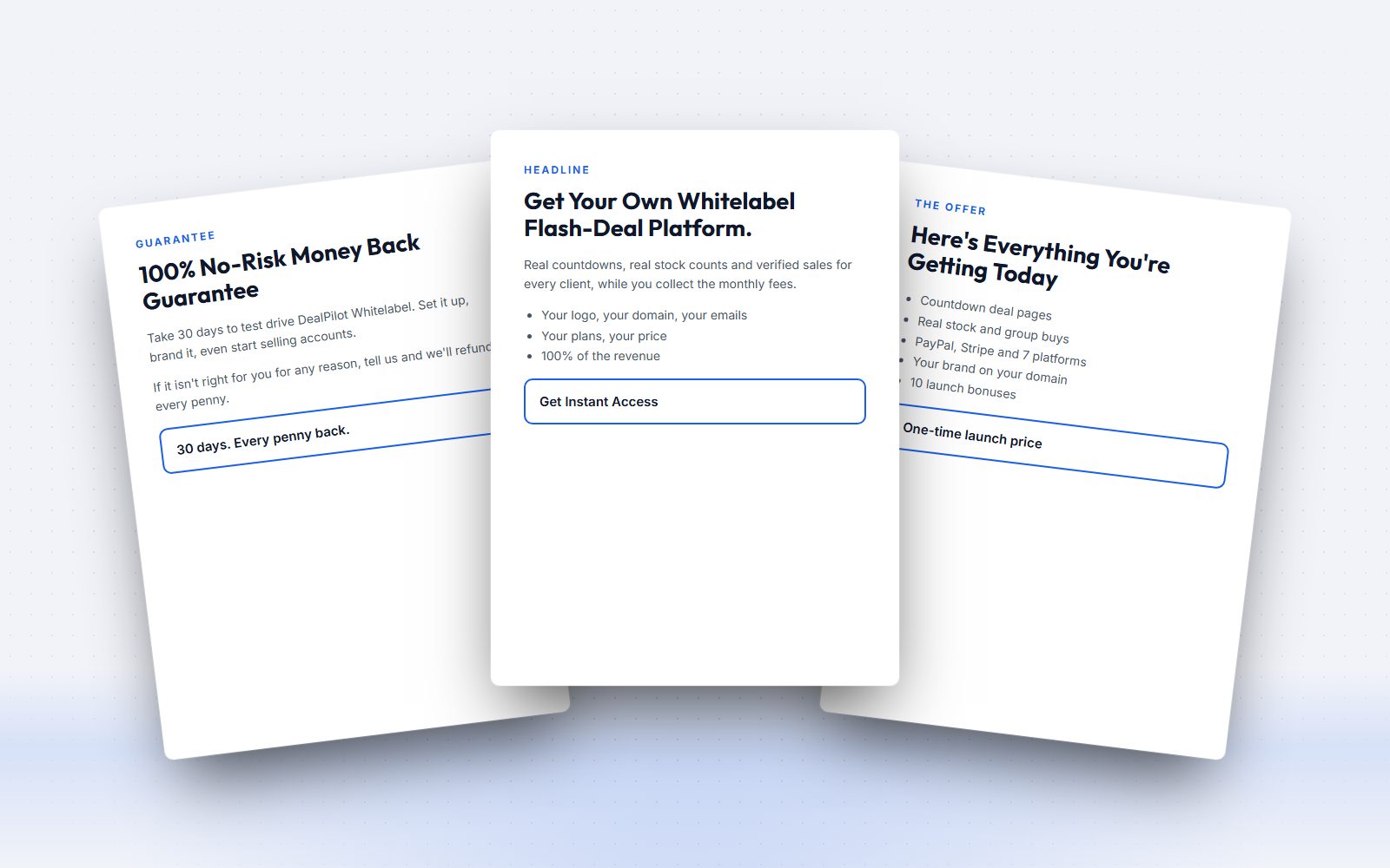 Three pages of sales copy