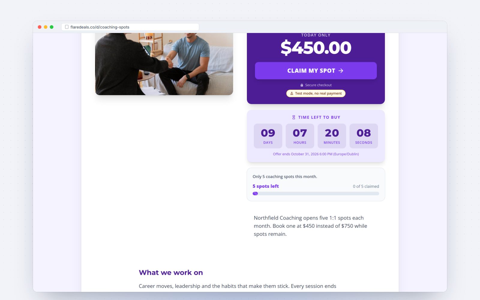 A deal page with an only N left stock bar
