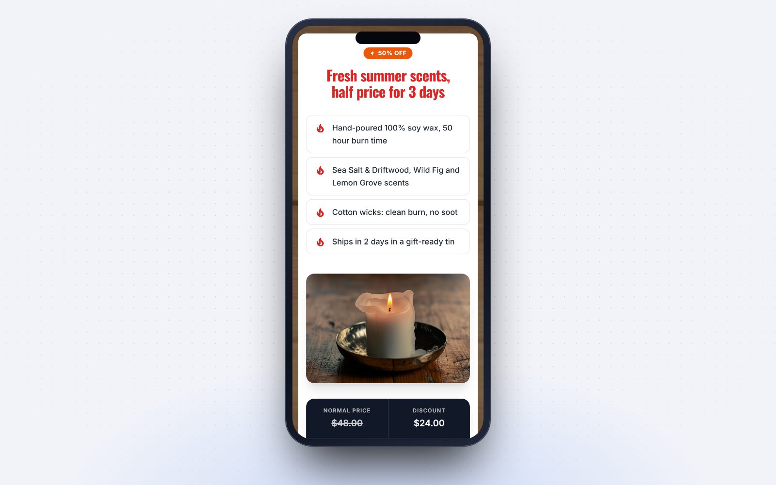 A deal page on a phone