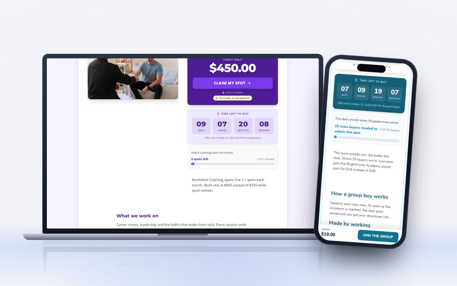A limited stock deal on a laptop and a group buy deal on a phone