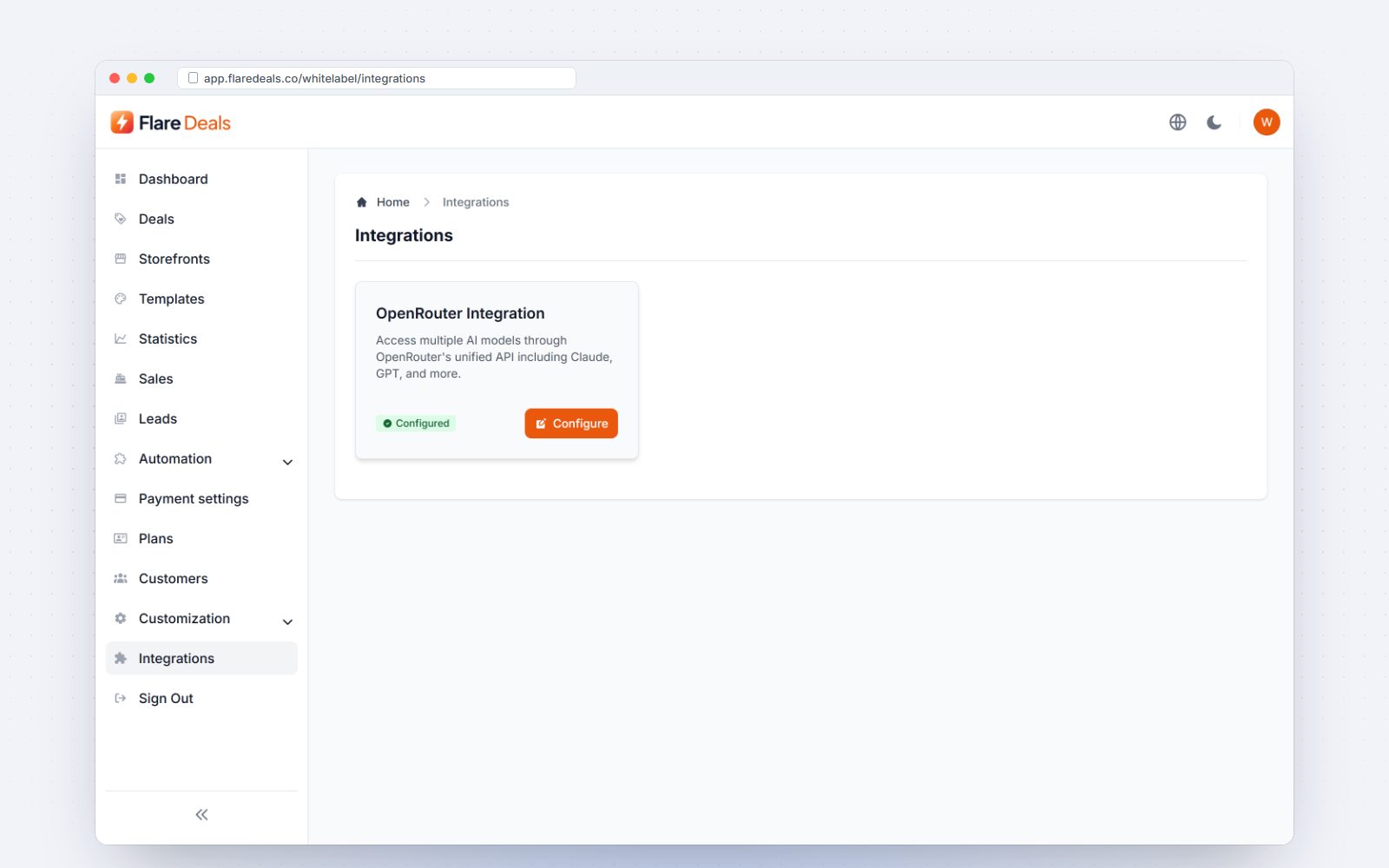 Integrations with your own AI key